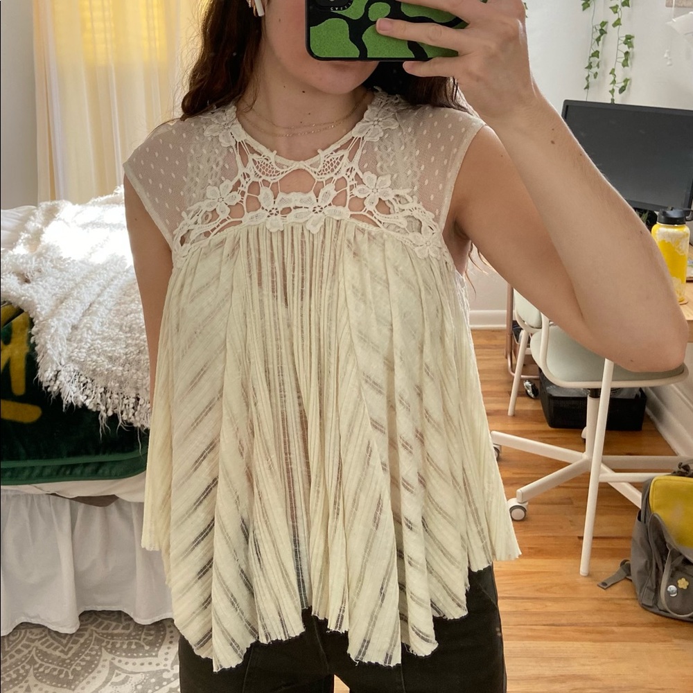 Free People Ivory Lace Tank Top
